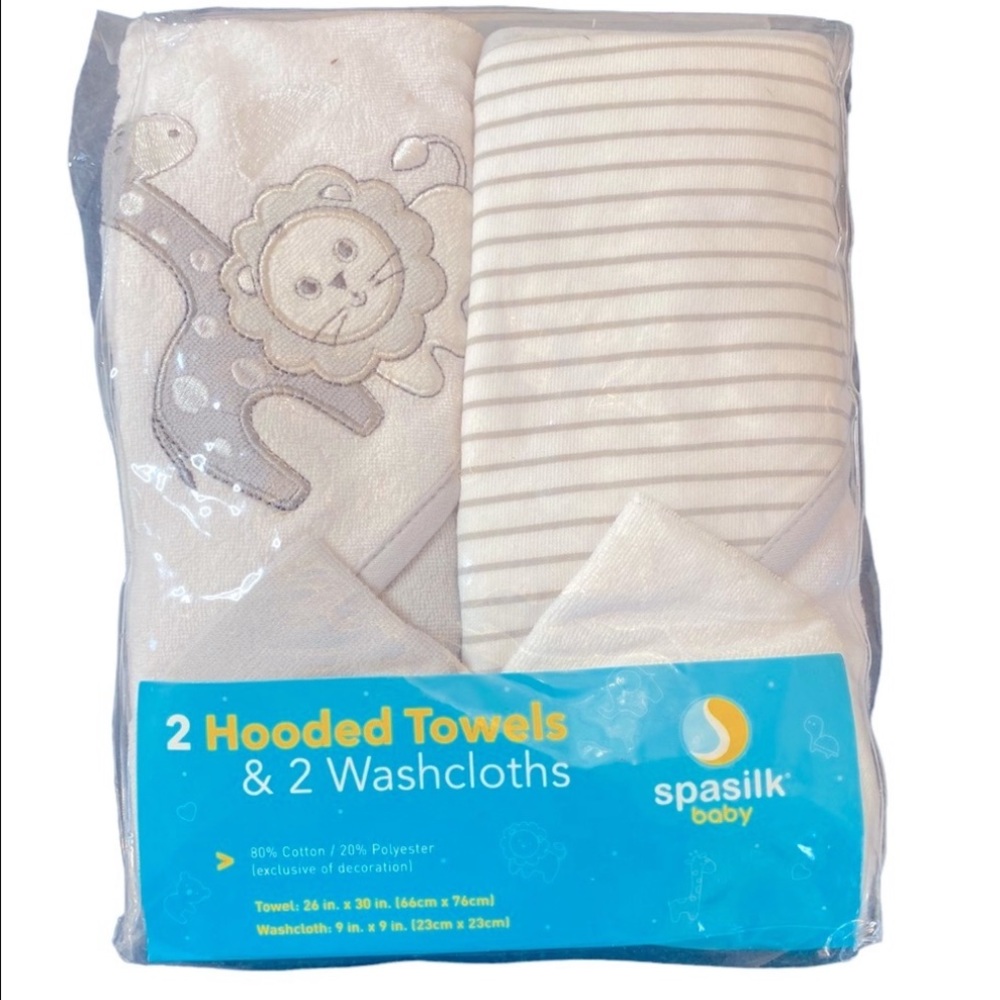 Spasilk Baby- Hooded Lion & Giraffe Baby/ ToddlerTowels & Washcloths
